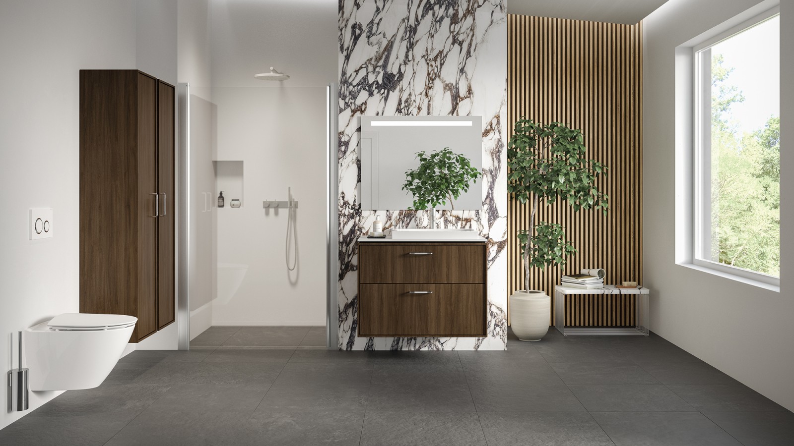 Ifö badeværelsesmøbler i nøddetræ Ifö badeværelsesmøbler i nøddetræ