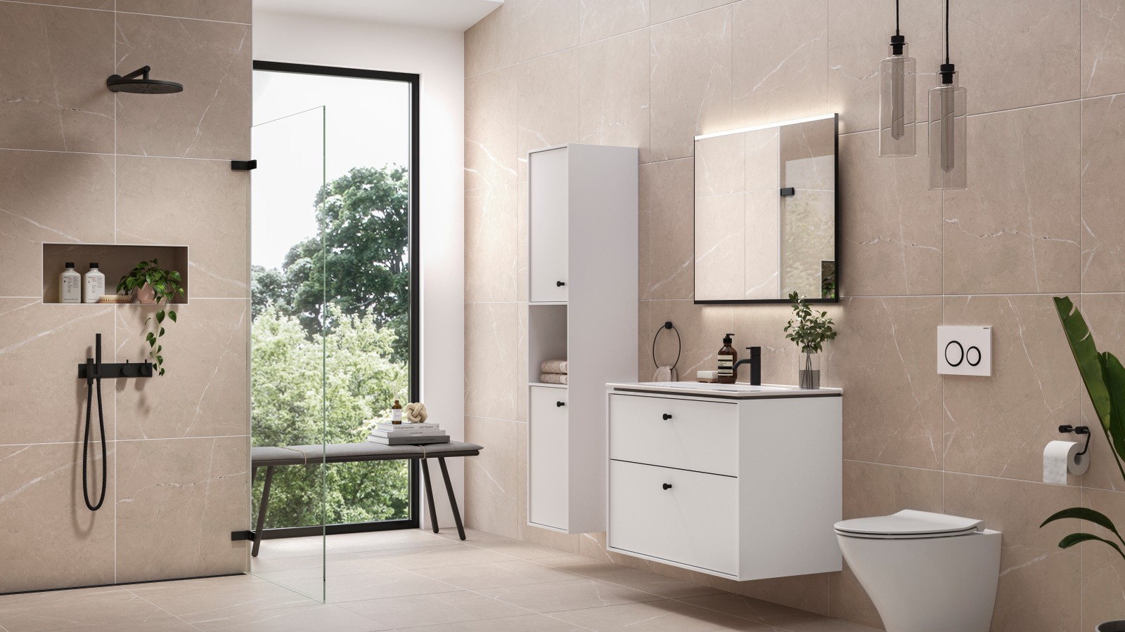 Ifö badeværelse med hvide møbler Ifö badeværelse med hvide møbler