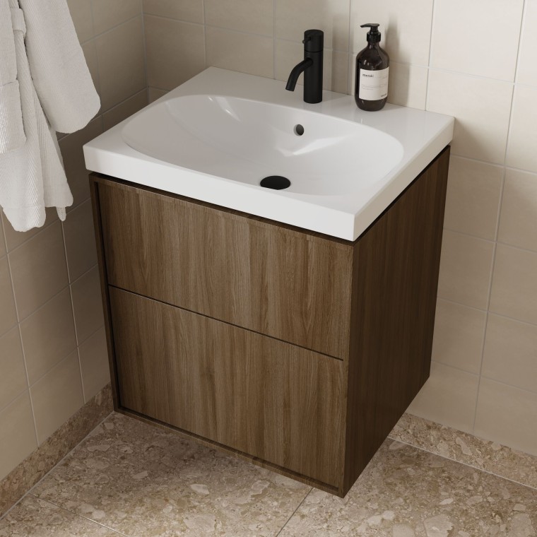 Ifö badeværelsesmøbel i mørk træ Ifö badeværelsesmøbel i mørk træ