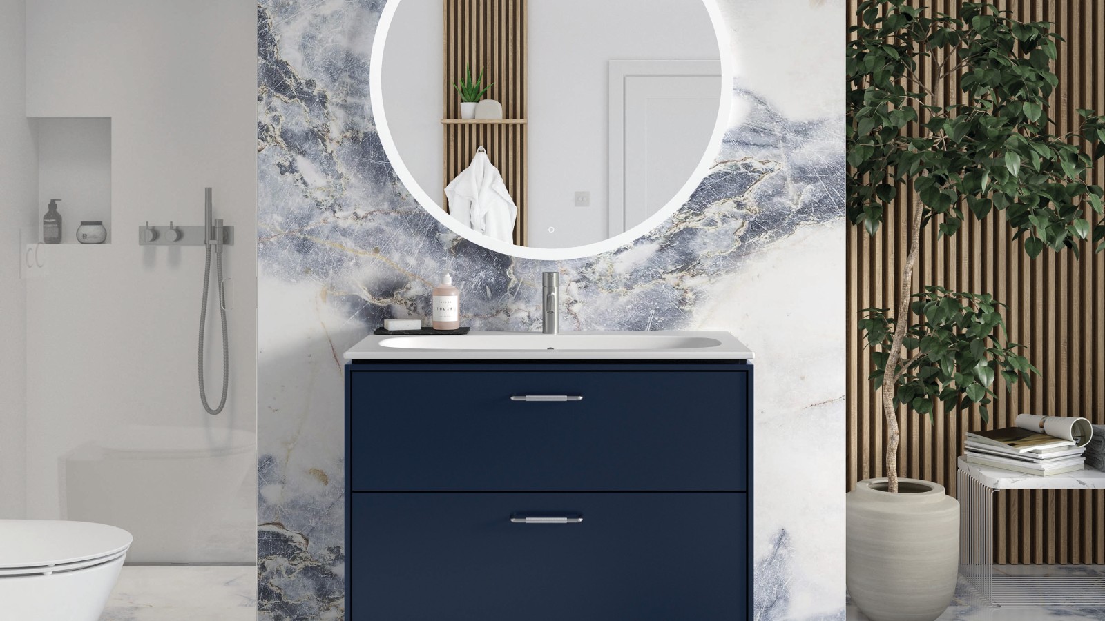 Ifö badeværelsesmøbel i blå Ifö badeværelsesmøbel i blå