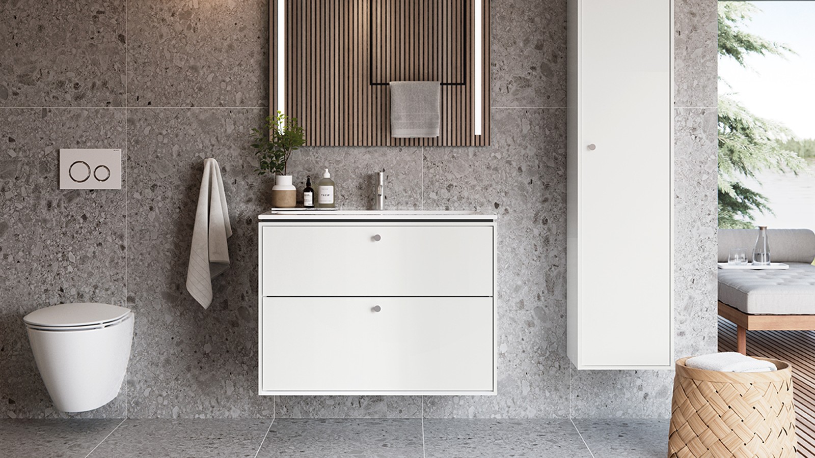 Ifö badeværelse med hvide møbler Ifö badeværelse med hvide møbler