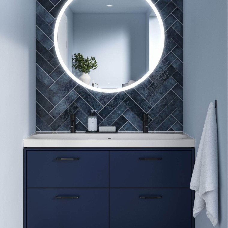 Blå lille badeværelse Blå lille badeværelse