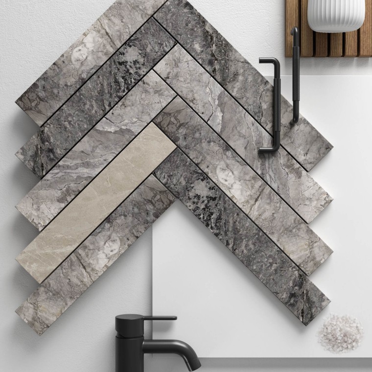 Grå og sort badeværelse Grå og sort badeværelse