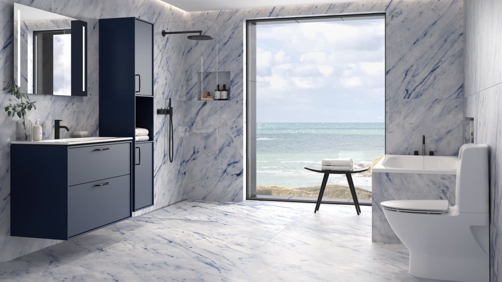 Ifö badeværelse med blå møbler. Ifö badeværelse med blå møbler.