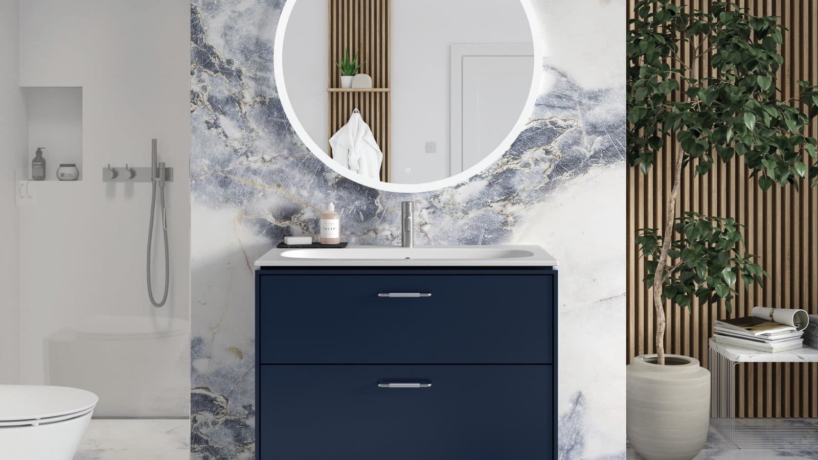 Ifö badeværelsesmøbel i blå Ifö badeværelsesmøbel i blå