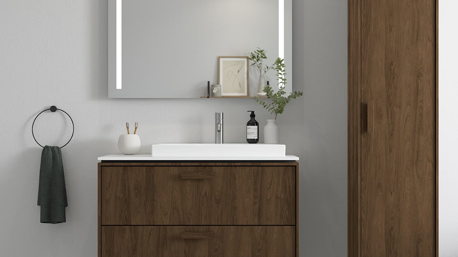 Ifö badeværelsesmøbler i nøddetræ Ifö badeværelsesmøbler i nøddetræ