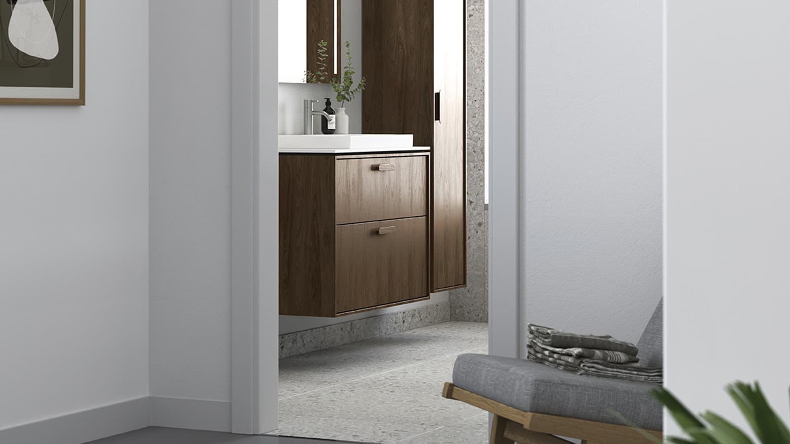 Ifö badeværelsesmøbler i nøddetræ Ifö badeværelsesmøbler i nøddetræ